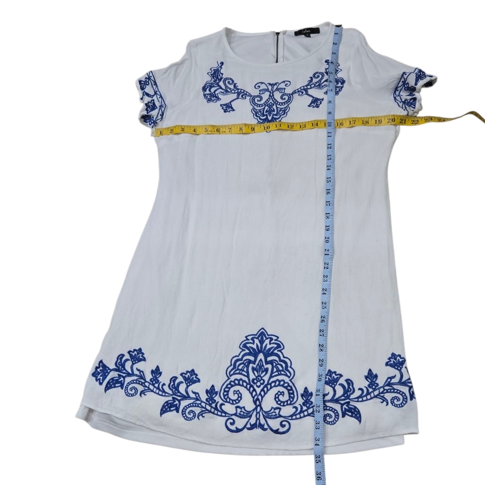 Lulus Blue and Ivory Embroidered Shift Dress 1X - Picture 5 of 7